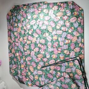 Longaberger 6 Placemats & 2 Napkins In Easter Egg Fabric